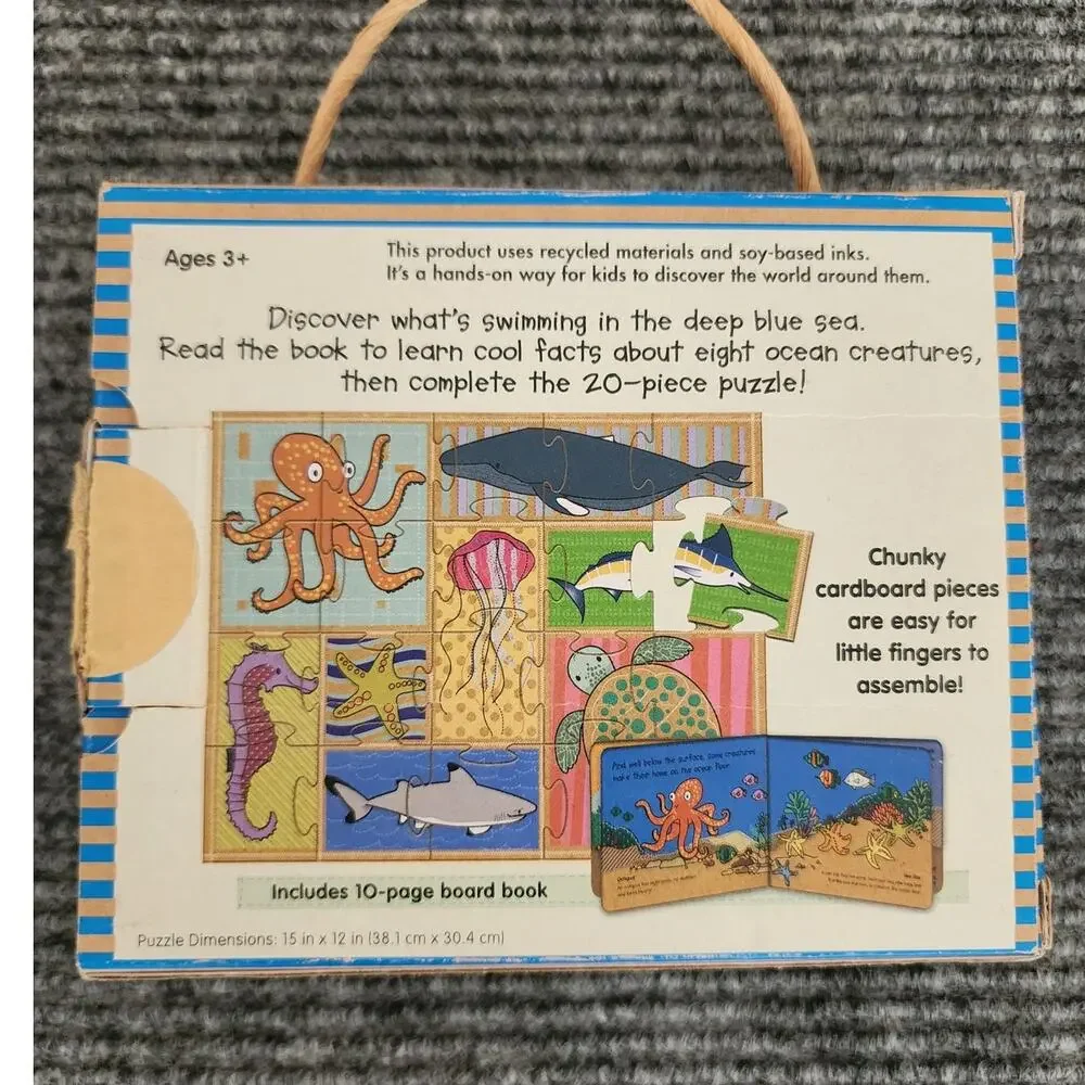 Melissa & Doug Natural Play Book & Game, Puzzle-Mamas & Babies Deep Blue Sea